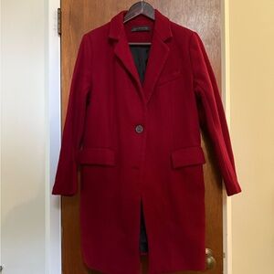 Zara Women's Red Burgundy Maroon Wine Wool Blended Coat